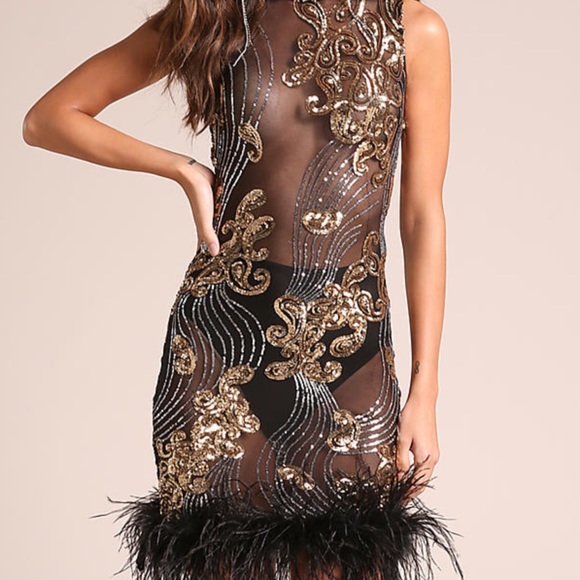 Mesh see through dress with gold embellishments - Picture 3 of 7